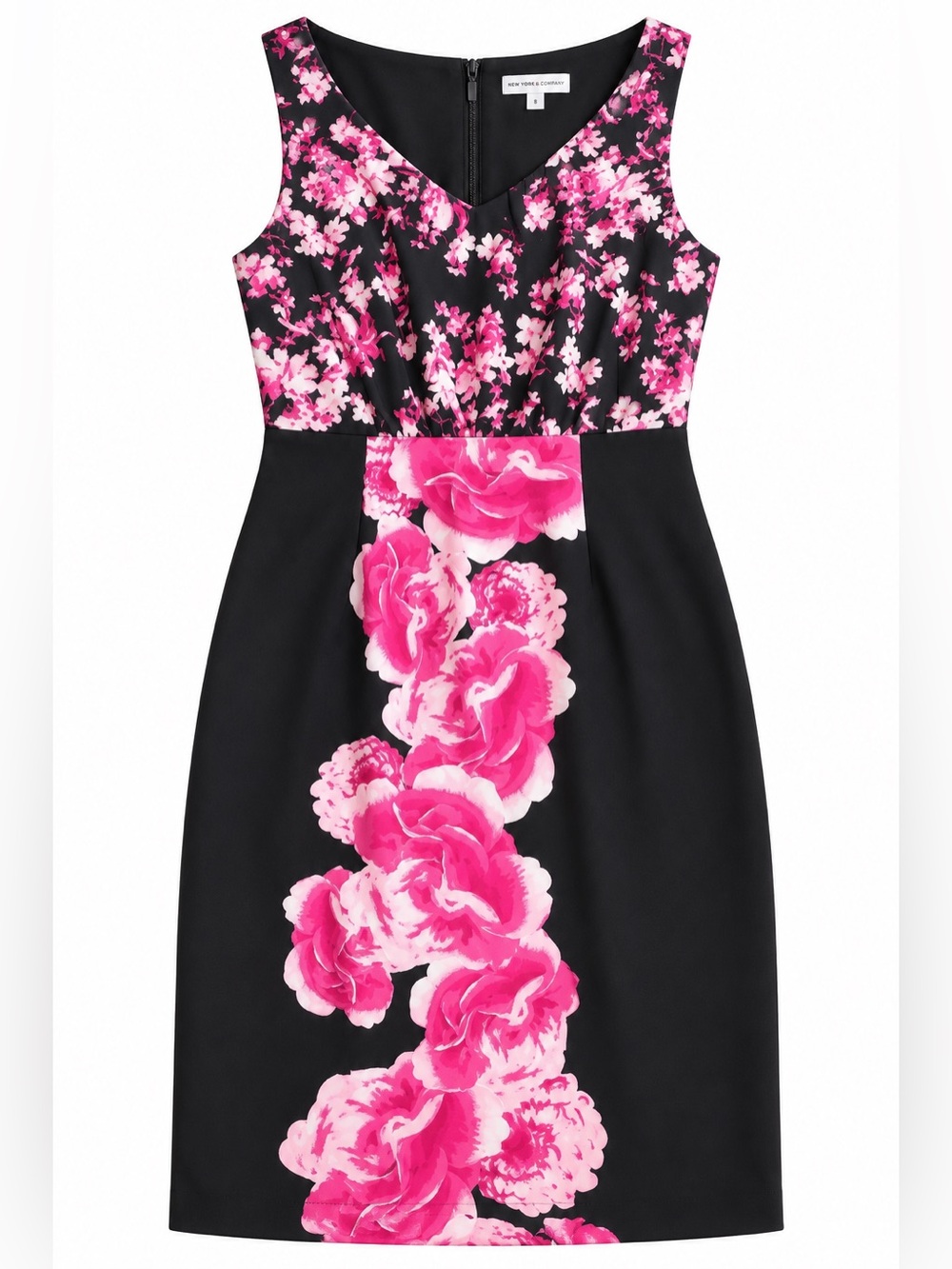 NWT new York&co black & pink floral midi dress